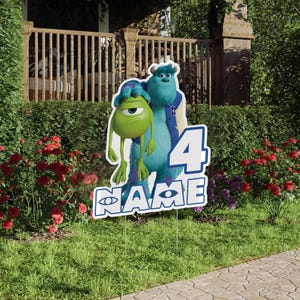 Personalized Monster Inc Yard Sign Cut Out, Monster University Party Outdoor Decor, Mike Sulley Birthday Lawn Decoration,Monster Sign NGQX16