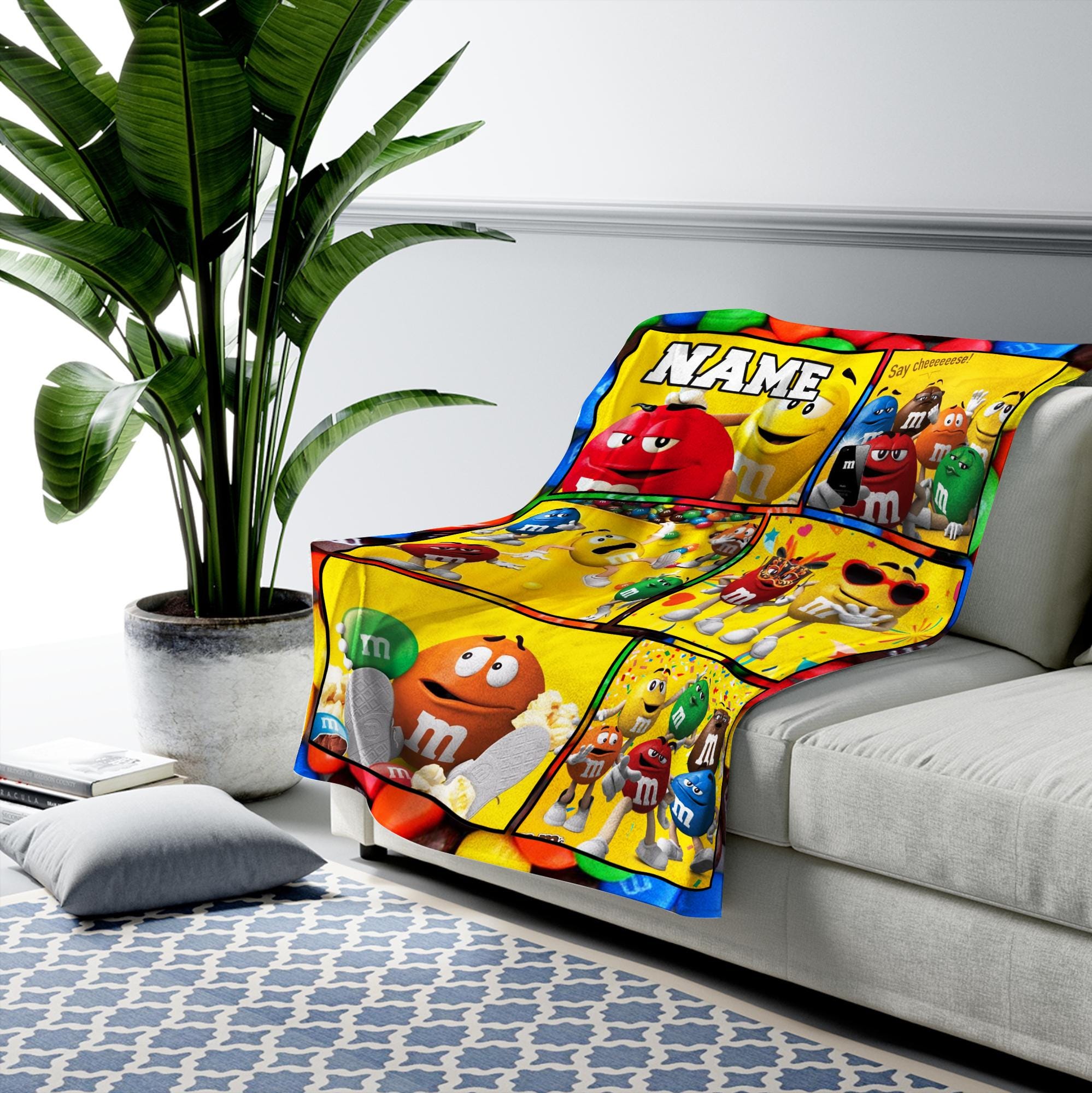 Personalized M&m's World Fleece Blanket, M and M Candy