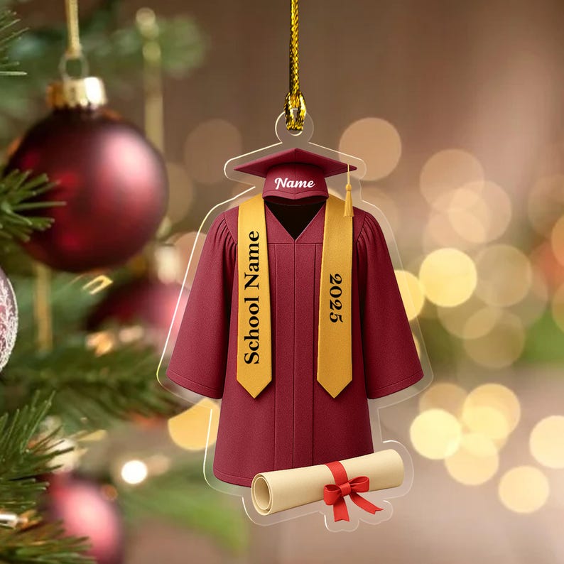 Graduation Gown Ornament With Customizable Any School Name and Any ...