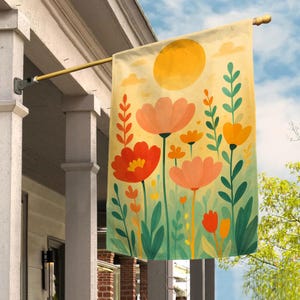 Flower Market Garden Flag, Botanical Matisse Yard Decor, Boho Spring House Banner with Flower Aesthetic, Gardener Gift C1HL25
