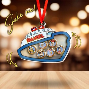 Cruise Line Inspired Personalized Christmas Ornament, DCL Cruise Keepsake, Custom Ornament Travel Gift, Custom Name Shaker Ornament JCQR08