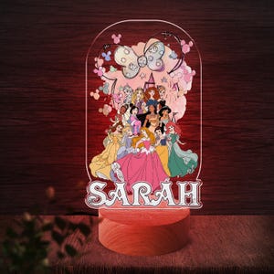 Personalized Disney Princess Castle Night Light, Custom Name Baby Room Decor, Disney Princess Birthday Gift for Her, Disneyland Lamp D2IL34