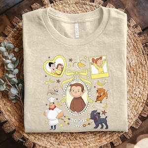 Vintage Coquette Curious George Shirt, Stay Curious, Nostalgic Cartoon Tee, Travel Learning Gift,Custom Curious George Birthday Shirt NGQF21
