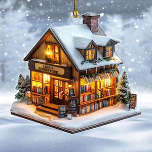 Custom Store Ornament Personalized Gift for Book Lovers, Unique Christmas Decoration for Readers & Book Clubs D1OF12