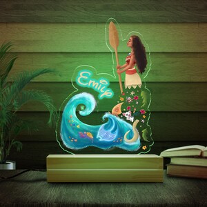 Personalized Moana Nightlight,How Far I&#39;ll Go, Disney Custom Bedside Lamp,Great Gift Kids Birthday,Nursery Room Decor, Gift for Her JCJQ38