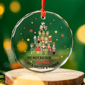 Personalized Nutcracker Glass Ornament, Nutcracker Christmas Ornament, Nutcracker Ballet Ornament, Cute Girl Ornament, Christmas Gift NFX211