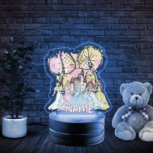 Personalized Minnie Ears Disney Princess Night Light,Custom Name Baby Room Decor,Disney Princess Castle Birthday Gift,Disneyland Lamp NGNO08