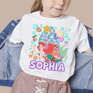 Little Mermaid Birthday Shirt, Disney Birthday Family T-Shirt, Princess Ariel Birthday Girl Gift, Disneyland Birthday Trip Tee G5MM06