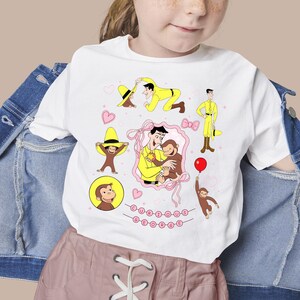 Coquette Bow Curious George Shirt, Stay Curious, Nostalgic Cartoon Tee, Travel & Learning Gift, Curious George Birthday Shirt D2JF17