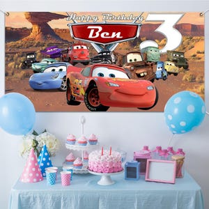 Cars Birthday Backdrop, Cars Birthday Banner,Cars Birthday Decorate,Cars Birthday Party,Cars Party Decorate,Custom Name Cars Birthday BZDP02