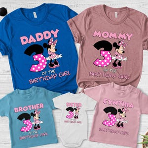 Personalized Minnie Mouse Birthday Girl T-Shirt, Girl&#39;s Disney Birthday Shirt, Disney World Minnie Mouse Family Matching Tee JBUR10