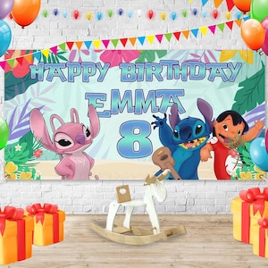 Stitch Banner, Birthday Banner, Stitch Party Birthday, Stitch Birthday Sign, Lilo and Stitch Party Backdrop, Lilo Stitch Banner D2FW02