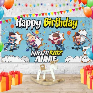 Personalized Ninja Kidz Birthday Backdrop, Custom Ninja Party Banner, Ninja Kidz TV Theme Decoration, Kids Birthday Party Backdrop NGPF17