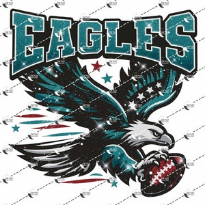  Eagles Glitzer Maskottchen PNG: Schul Geist Fußball Sublimation / DTG / DTF Design (Digitaler Download)