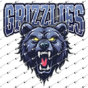 Grizzlies Glitter Mascot PNG Digital Design, Grizzlies Mascot, School Spirit Design, Grizzlies Shiny Png, Basketball Team Mascot