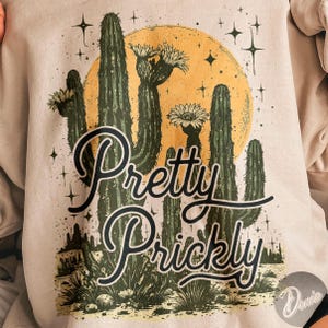 Retro Cactus PNG: Pretty Prickly Sublimation/DTG/DTF Design (Digital Download)