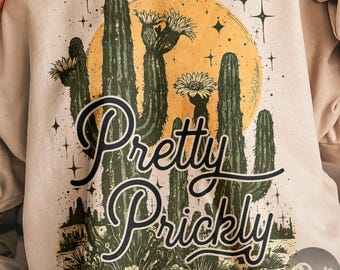 Retro Cactus PNG: Pretty Prickly Sublimation/DTG/DTF Design (Digital Download)