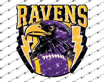 Ravens Mascot PNG | Glitter Team Spirit Sublimation | Digital Download