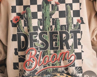 Retro Cactus PNG: Desert Bloom Sublimation/DTG/DTF Design (Digital Download)