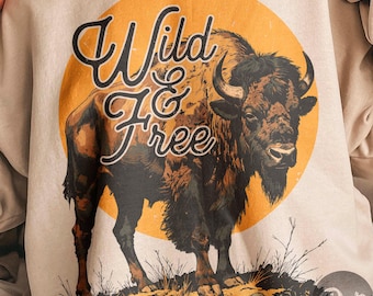 Retro Buffalo PNG: Wild West Graphic Design (Digital Download)