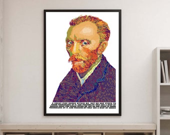 INSTANT DOWNLOAD Van Gogh Printable Art Poster. Motivasyonel Inspirational Quote. Pixel Art. OVERSIZED Digital Print.