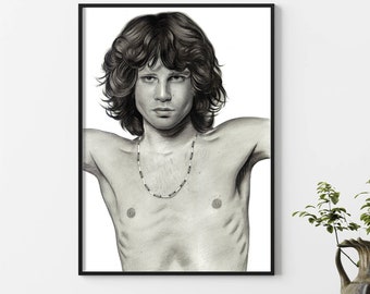 Jim Morrison Print,Modern Art drawing,Home Decoration,Original Pencil Drawing, Rock star,Musician,Instant Download, High Definition Handmade