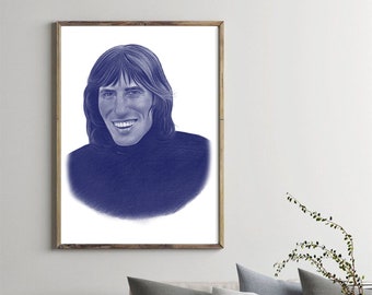 Roger Waters Portrait,Pink Floyd lead singer,Roger Waters Artwork,Roger Waters Poster for Pink Floyd Fans,Original Handmade,Download Content