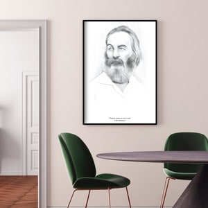 INSTANT DOWNLOAD Walt Whitman Poster. Motivasyonel inspirierende Zitat. Bleistift-Zeichnungen. OVERSIZED Digitaldruck.