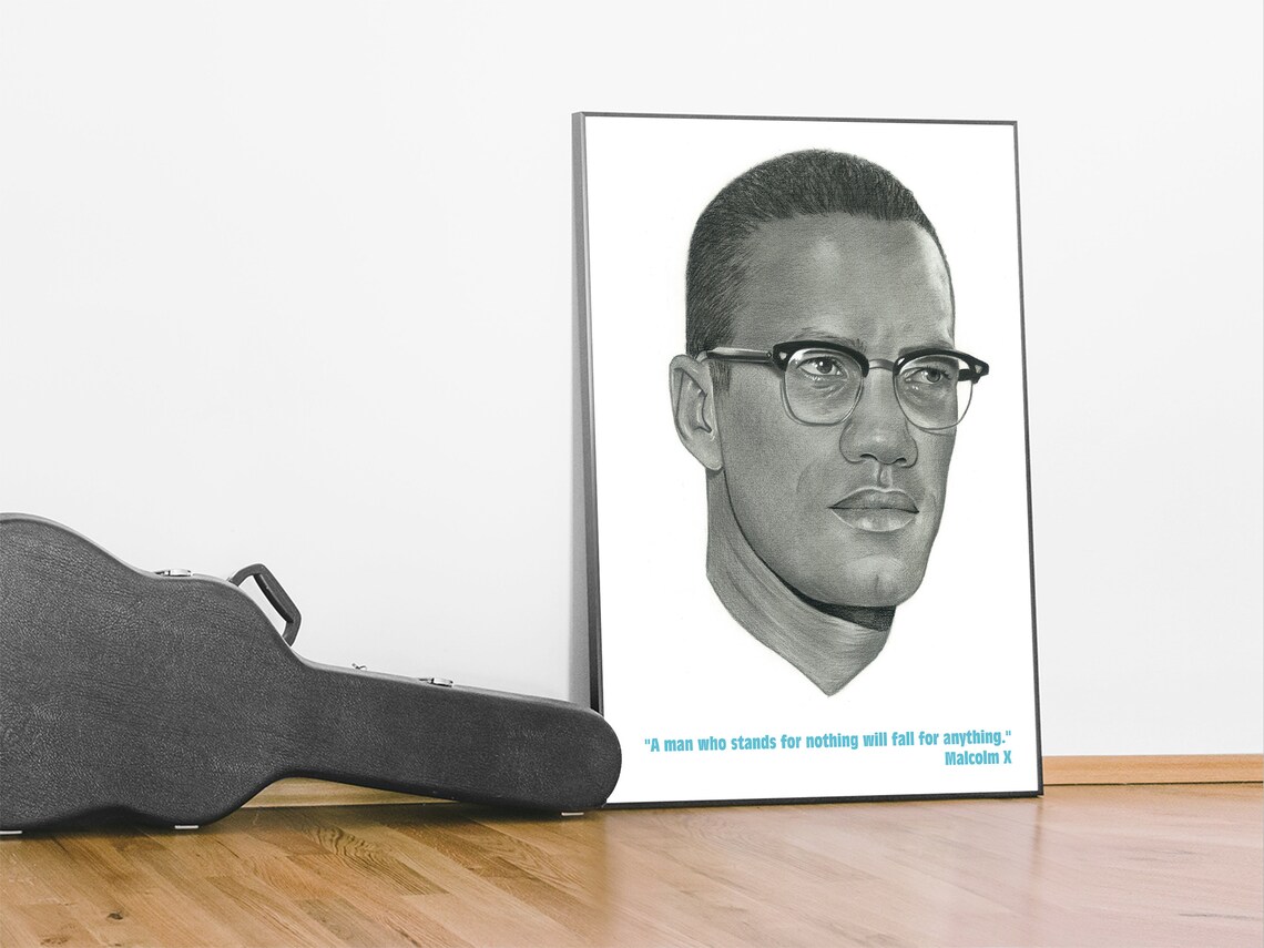 Malcolm X Poster Print Celebrity Wall Art Civil Rights Etsy