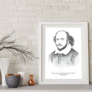DESCARGA INSTANTE William Shakespeare Cartel de arte imprimible. Motivasyonel Cita inspiradora. Dibujos a lápiz. Impresión digital OVERSIZED.