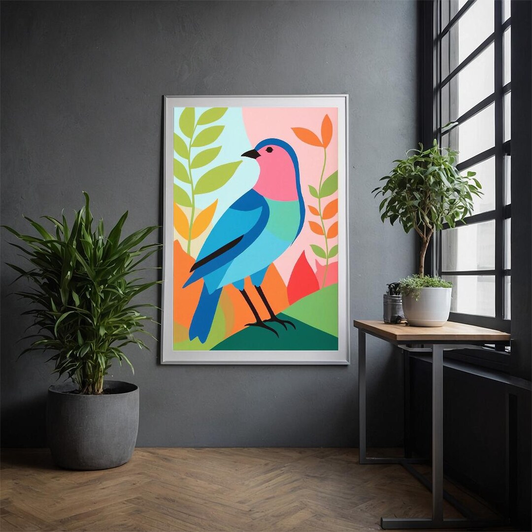 Colorful Bird Art Print: Modern Minimalist Nature Poster (digital ...