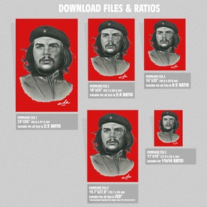 Ernesto Che Guevara Handmade Portrait,High Resolution Room Decor,Downloadable Poster Art, Red Background Che Guevara Poster,Instant Download image 10