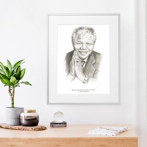 DESCARGA INSTANTE Nelson Mandela cartel hecho a mano de la decoración de la pared. Cita motivacional inspiradora. Dibujos a lápiz. Impresión digital OVERSIZED.