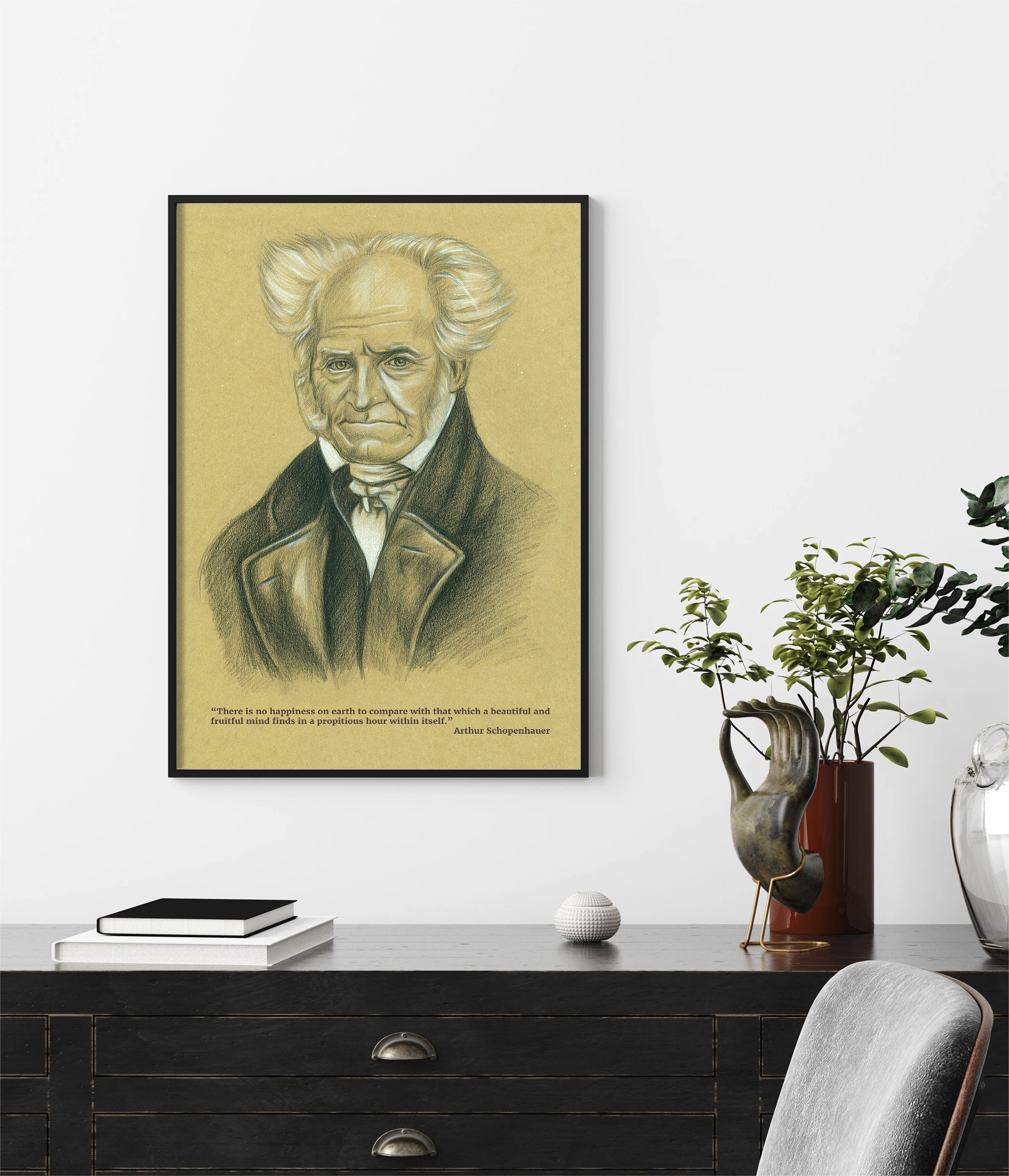 Arthur Schopenhauer Original Colored Pencil Drawing, Handmade Collection Poster, POSTER-Various Sizes Available! Art print, Instant Download