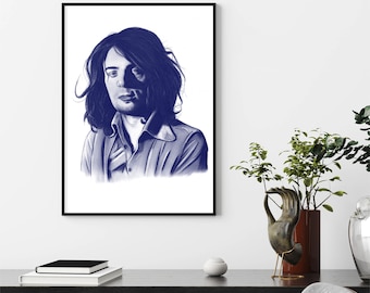 Syd Barrett Portrait,Pink Floyd,Roger Keith Barrett Artwork,Poster for Pink Floyd Fans,Famous Musicians,Original Handmade,Instant Download.