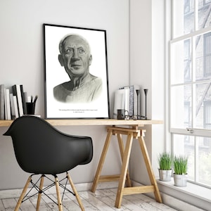 INSTANT DOWNLOAD Pablo Picasso Kunst Poster. Motivasyonel inspirierende Zitat. Bleistift-Zeichnungen. OVERSIZED Digitaldruck.