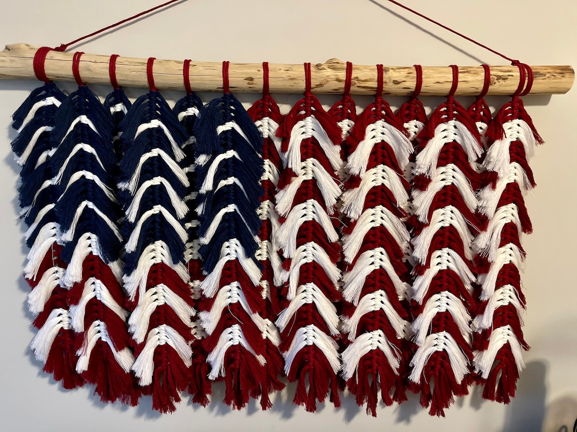 American flag macrame flag decor macrame wall hanging Etsy