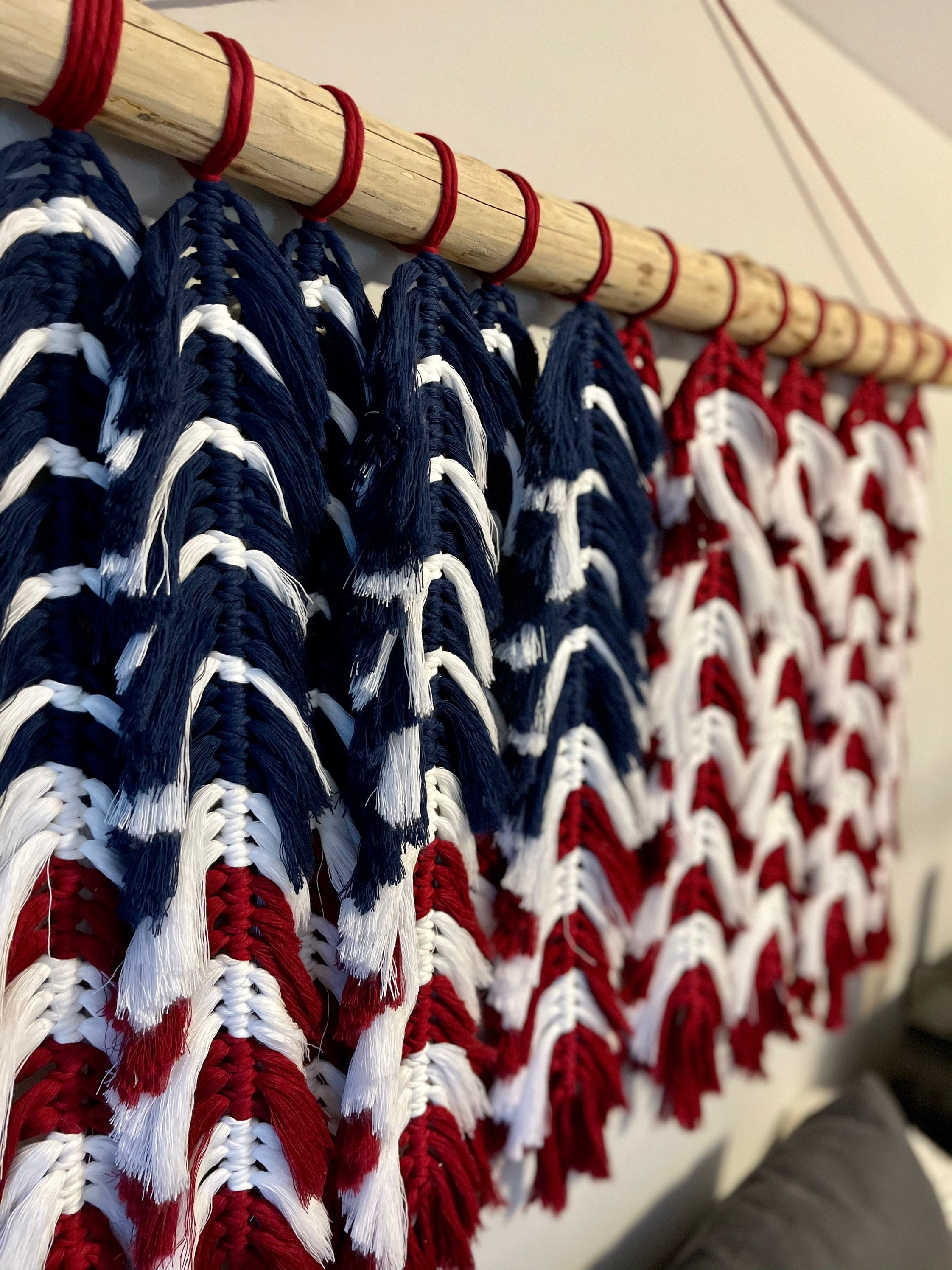 American flag macrame flag decor macrame wall hanging Etsy