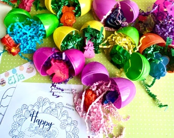 Prefilled Easter Egg Surprise Crayons (set of 10), Easter Basket Filler, Personalized Easter Gift, Prechool Gift, Grandkids Gift, Egg Hunt