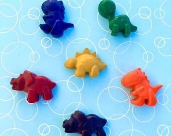 Rainbow Dinosaur Crayons (6 count), dinosaur themed birthday party favor, cute and unique birthday gift, fine motor coloring, holiday gift