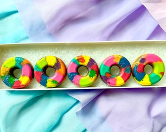 Donut Crayons (set of 5), Gift for Kids, Kids Donut Party Favors, Tie Dye Crayons, Confetti Donut Themed Birthday Idea, Sweet One Birthday