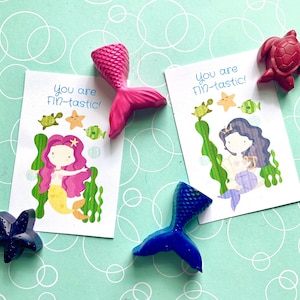 Personalized Mermaid Crayon Party Favors, Under The Sea Party, Kids Birthday Party, Mermaid Tails, School Class Party Favor, Goodie Bag Toy