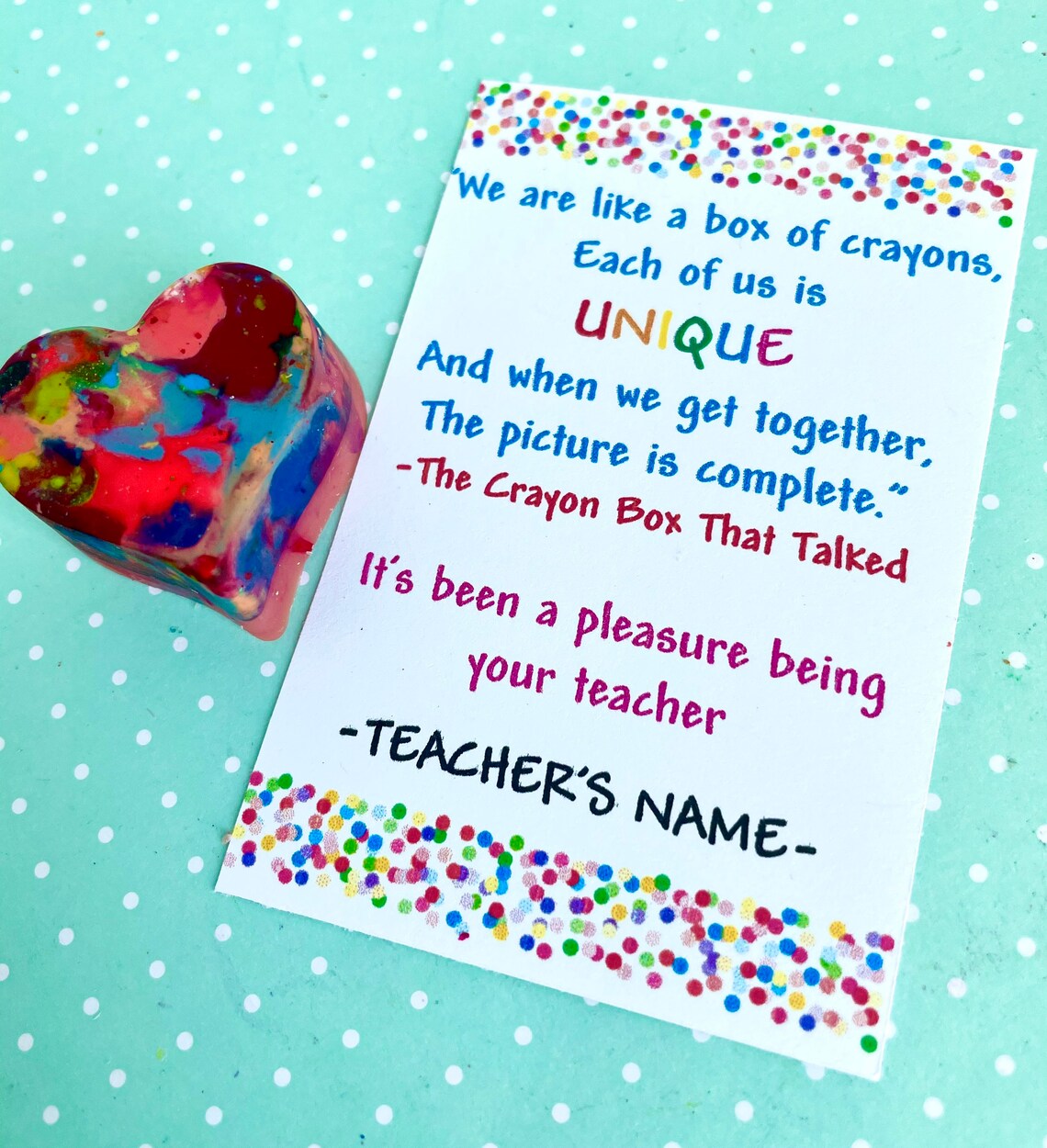 HEART CRAYON Box That Talked Poem Favor Student Gift From Etsy