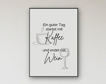 Poster coffee and wine, poster coffee, poster wine, good day poster, decoration for kitchen, kitchen wall forest decoration, poster for kitchen, coffee, wine