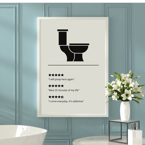 Cartel del inodoro, baño, inodoro, cartel impreso, escandinavo, nórdico, monocromo, blanco y negro, tipografía, cartel divertido, A4 o A3