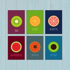 Set of 3 posters fruit, poster fruit, kiwi picture, lemon picture, avocado, passion fruit, set of 3 kitchen posters, kitchen decoration, kitchen decoration