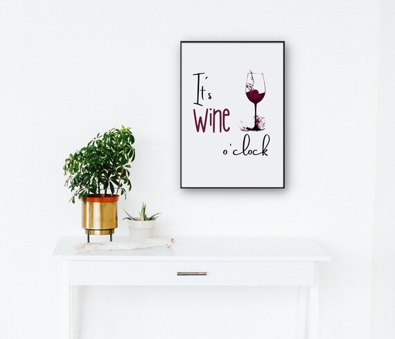 Poster Wine, Poster Getränke, Küche Wandwald deko, minimalistisches Poster Wein o'clock, Lustiger Poster, Küche deko, Deko für Weinliebhaber