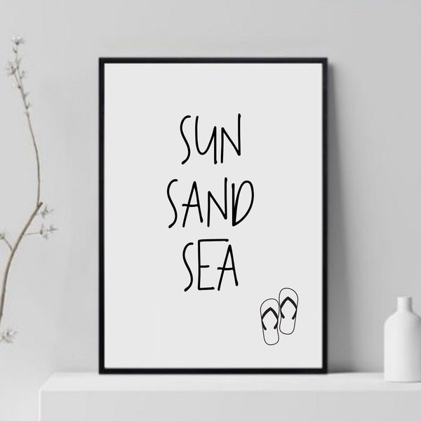 Strand Bild, Meer sprüche,Reisesprüche, Fernweh sprüche, Strand sprüche, Zitate meer, schwarz weiss, sommerdeko, minimalistische Wohnung