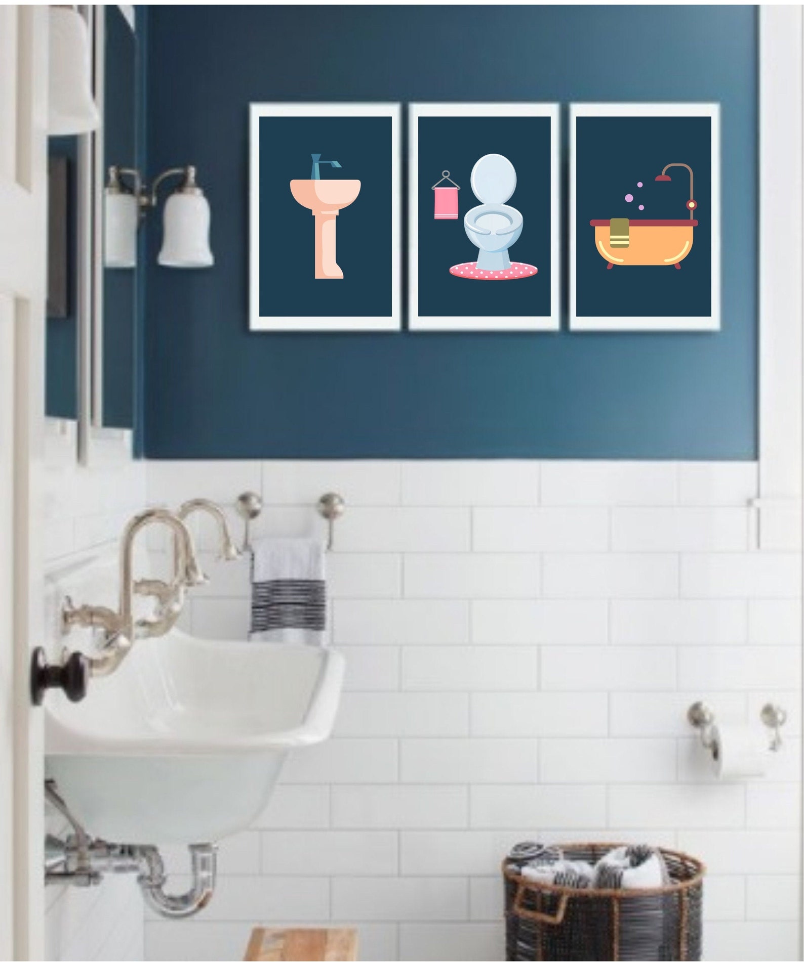 Set of 3 posters bathroom poster set of 3 poster bathrooms Etsy