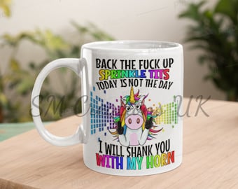 Funny Unicorn Mug | Back The F*ck Uo | Stocking Filler | Secret Santa | Funny Mug | Christmas